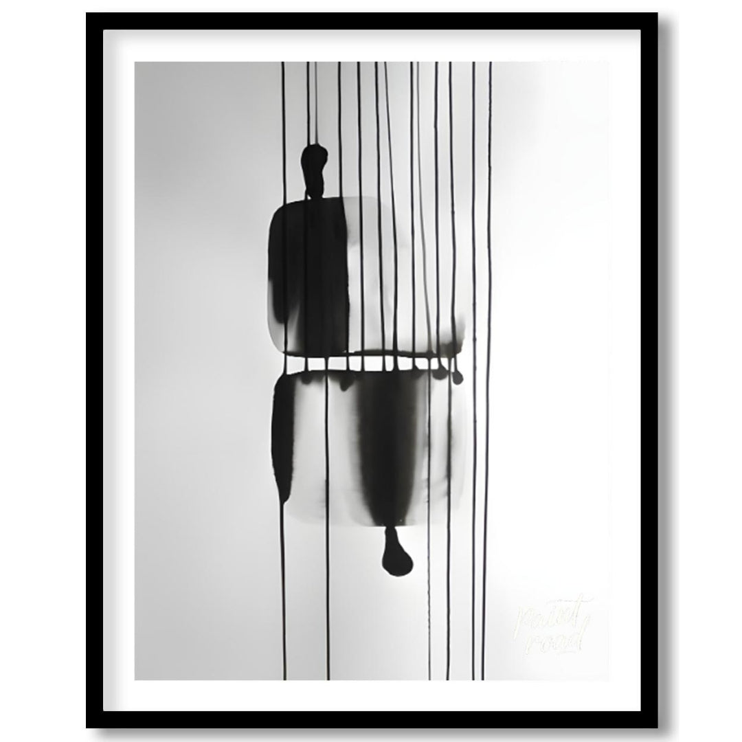 "Suspended Figure" presents a striking abstract composition featuring a dark, silhouetted figure su… for sweet home