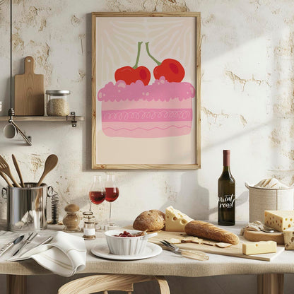 This charming illustration captures a delightful miniature celebration cake, brimming with sweetnes… for kitchen