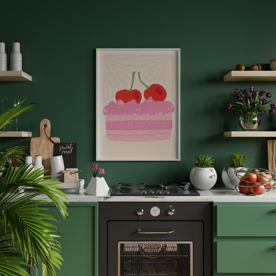 This charming illustration captures a delightful miniature celebration cake, brimming with sweetnes… for kitchen