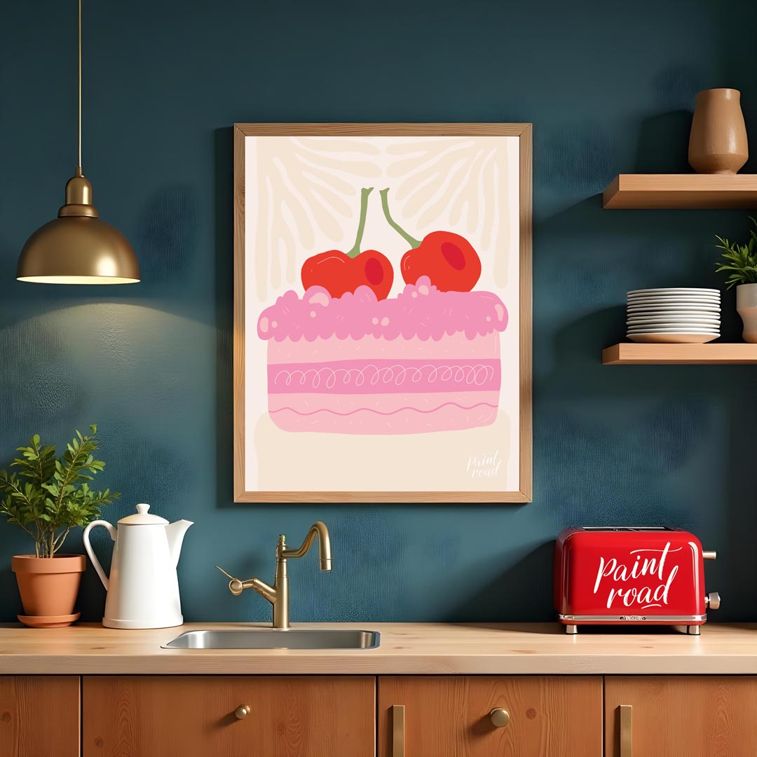This charming illustration captures a delightful miniature celebration cake, brimming with sweetnes… for kitchen