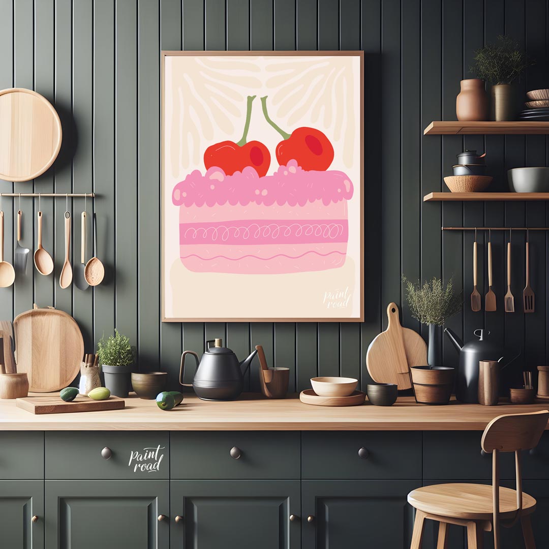 This charming illustration captures a delightful miniature celebration cake, brimming with sweetnes… for kitchen