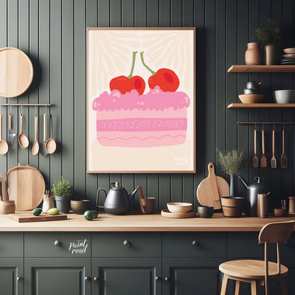 This charming illustration captures a delightful miniature celebration cake, brimming with sweetnes… for kitchen