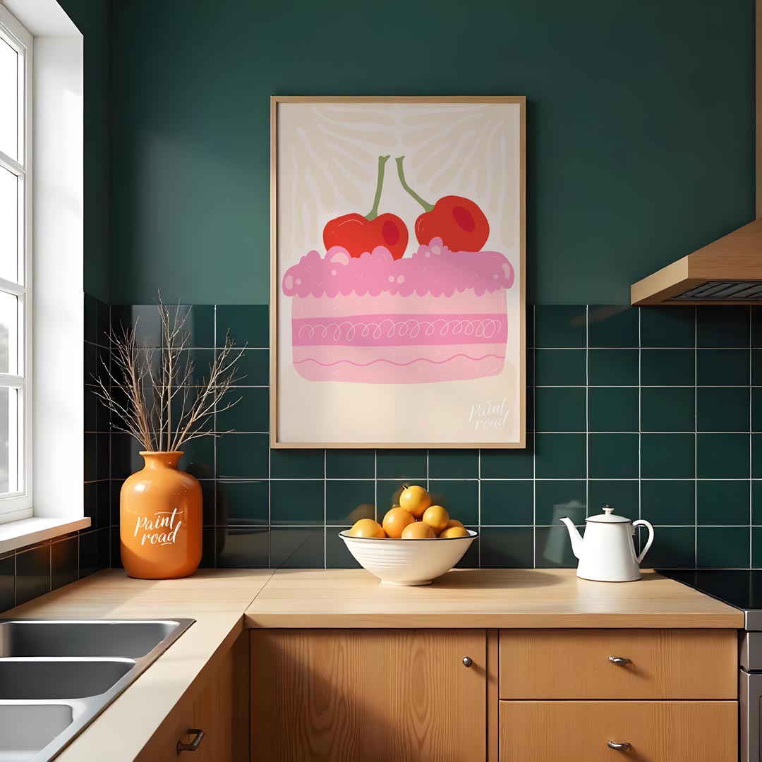 This charming illustration captures a delightful miniature celebration cake, brimming with sweetnes… for kitchen