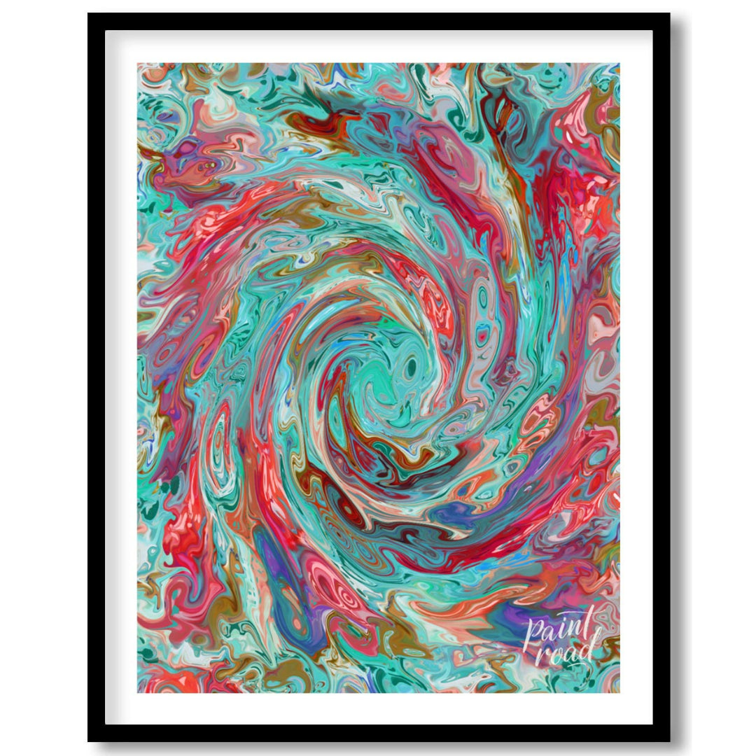 This digital artwork captures a mesmerizing swirl of vibrant colors, creating a dynamic and fluid c… for place