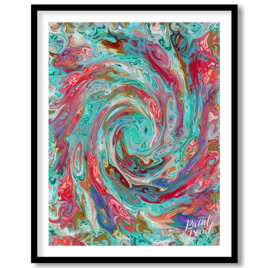 This digital artwork captures a mesmerizing swirl of vibrant colors, creating a dynamic and fluid c… for place