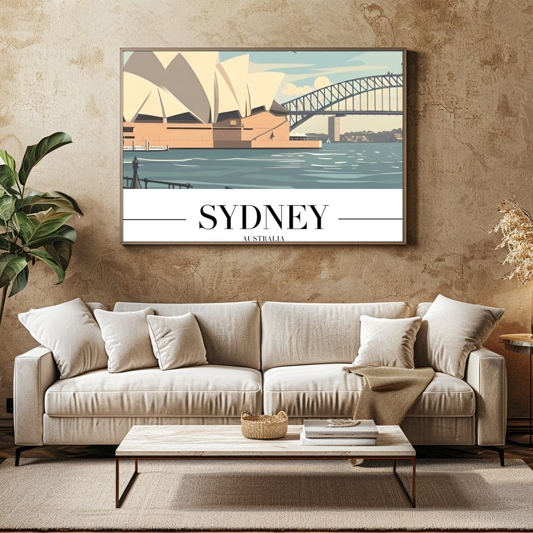 Capture the iconic beauty of Sydney with this stunning artwork featuring the Opera House and for Family Room