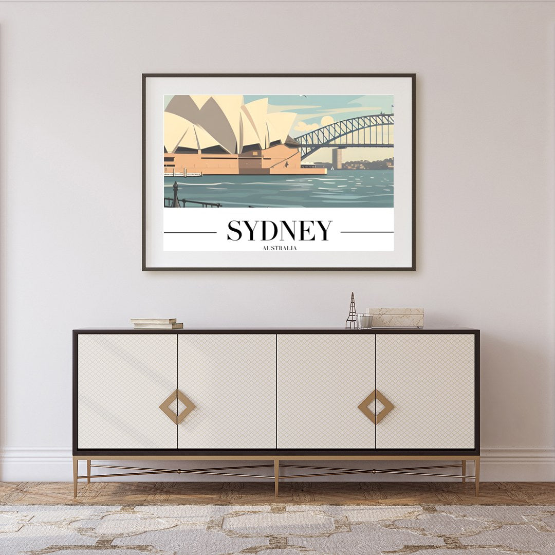 Capture the iconic beauty of Sydney with this stunning artwork featuring the Opera House and for Foyer