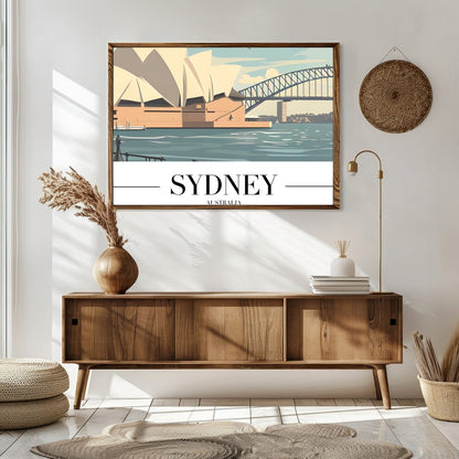 Capture the iconic beauty of Sydney with this stunning artwork featuring the Opera House and for Sitting Area