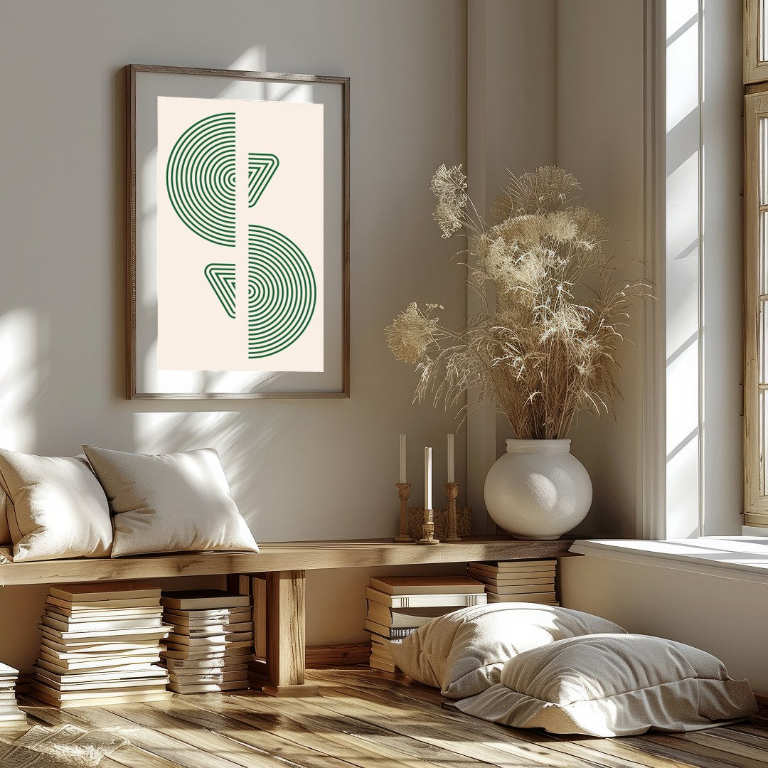 This captivating piece features intricately designed concentric circles that exude a sense of calm for area