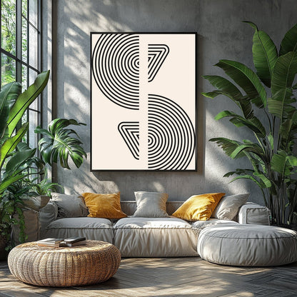 Dive into modern sophistication with 'Symmetrical Echoes'. This striking geometric artwork features for Balcony