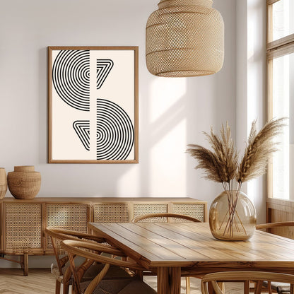 Dive into modern sophistication with 'Symmetrical Echoes'. This striking geometric artwork features for Extra Kitchen