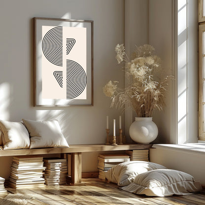 Dive into modern sophistication with 'Symmetrical Echoes'. This striking geometric artwork features for kitchen
