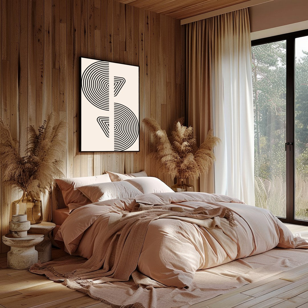 Experience the serene allure of geometric minimalism with this captivating wall art. Featuring for Bedroom