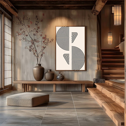 Experience the serene allure of geometric minimalism with this captivating wall art. Featuring for Hall