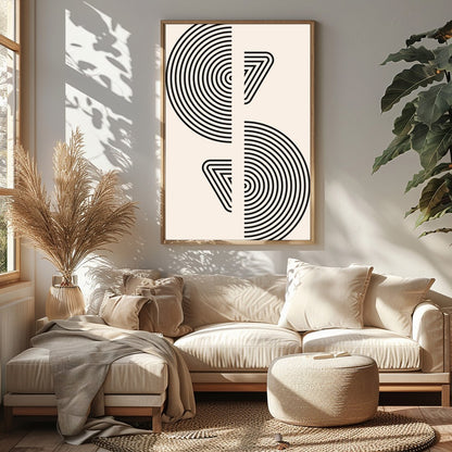 Experience the serene allure of geometric minimalism with this captivating wall art. Featuring for Sitting Area