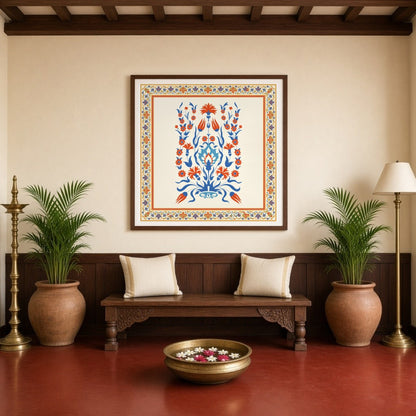Dive into the elegance of Indo-Mughal tradition with this exquisite floral artwork. The intricate for Entrance