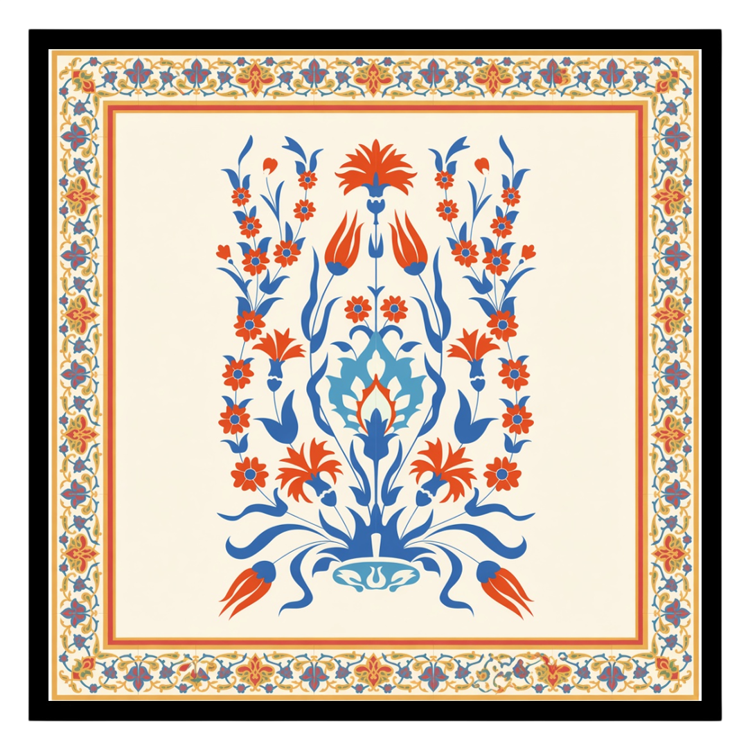 Dive into the elegance of Indo-Mughal tradition with this exquisite floral artwork. The intricate for space