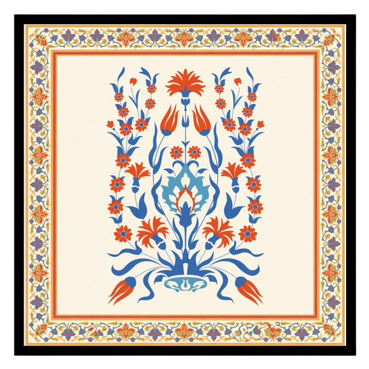 Dive into the elegance of Indo-Mughal tradition with this exquisite floral artwork. The intricate for space