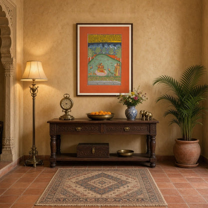Immerse yourself in the enchanting world of Indian miniature art with this captivating portrayal of for Entrance