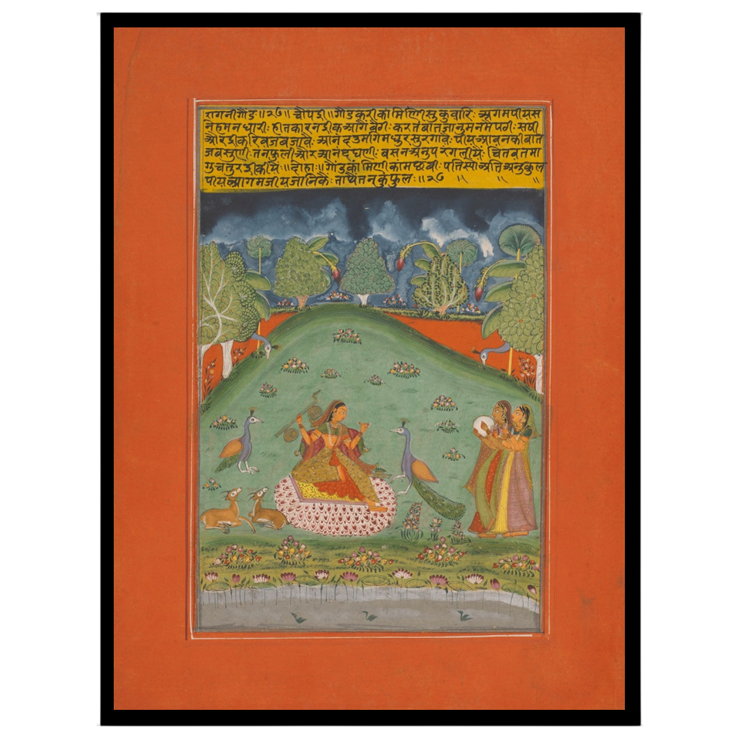 Immerse yourself in the enchanting world of Indian miniature art with this captivating portrayal of for space