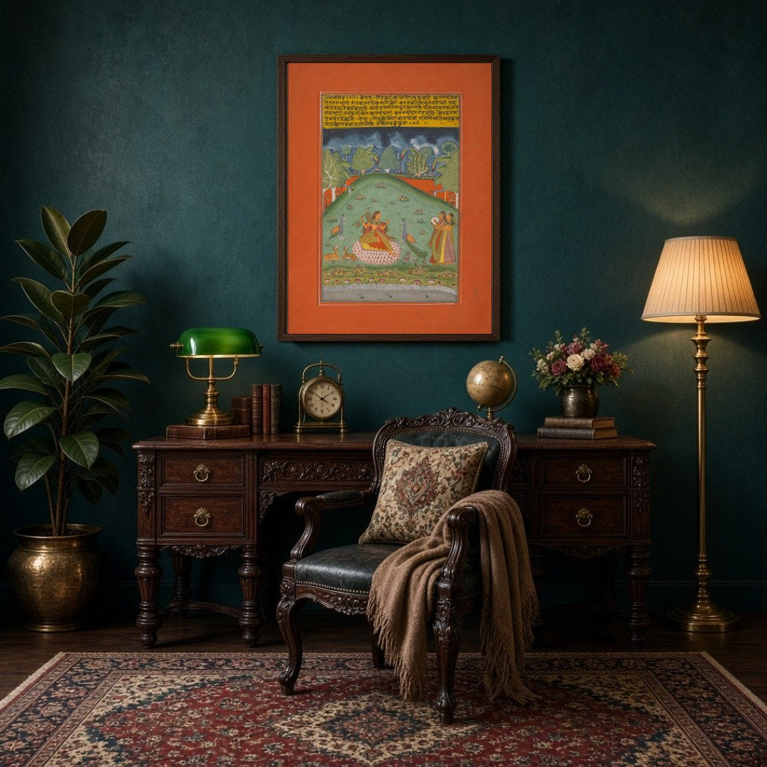 Immerse yourself in the enchanting world of Indian miniature art with this captivating portrayal of for Study