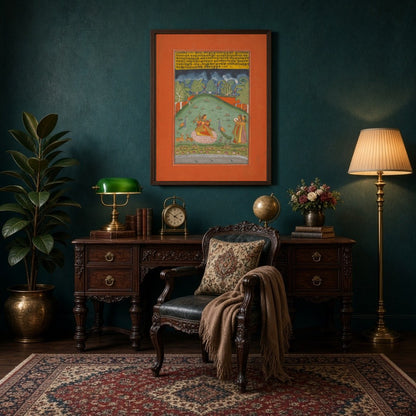 Immerse yourself in the enchanting world of Indian miniature art with this captivating portrayal of for Study