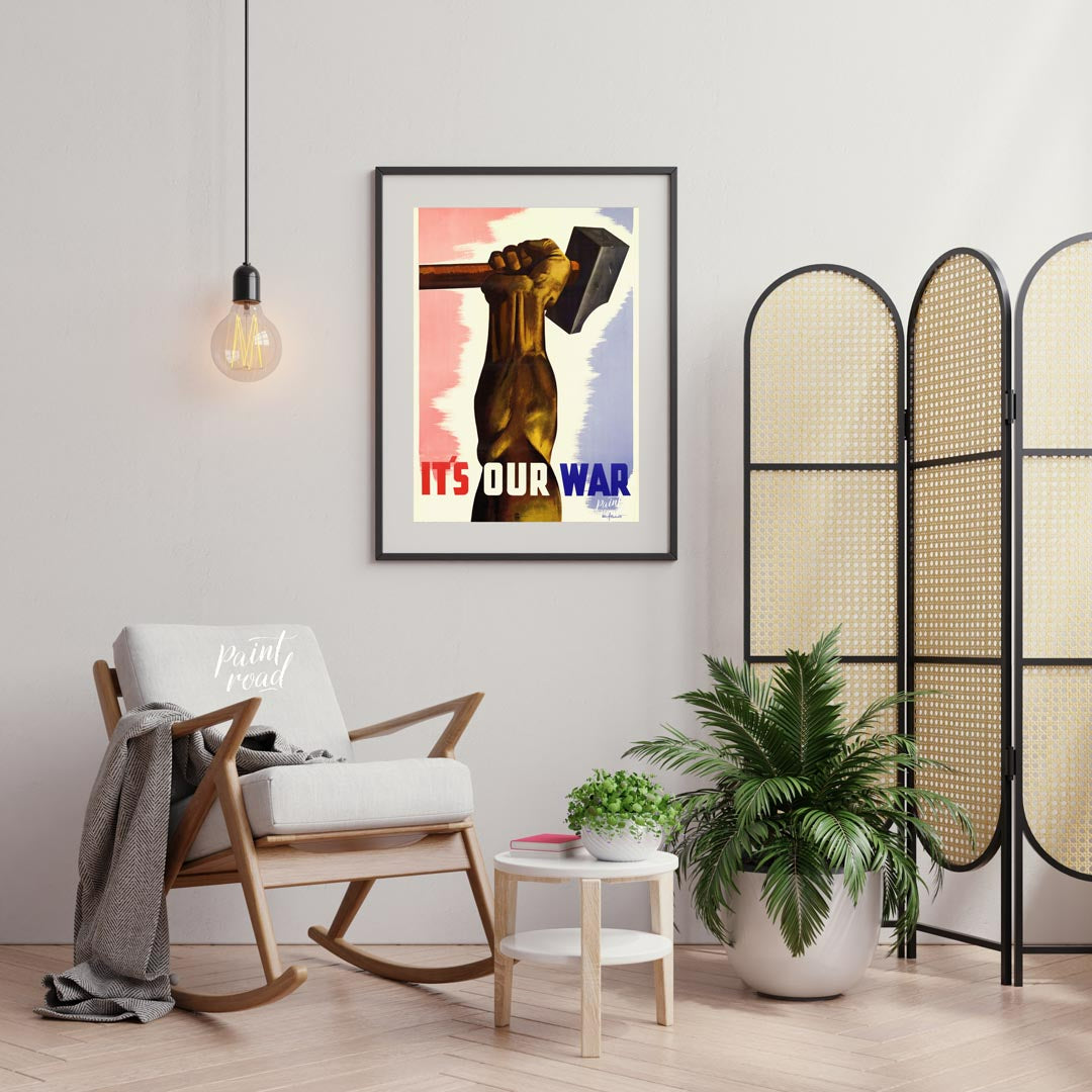 This enigmatic poster features the fragmented text "T5 OURWAR Atenatic," with disjointed lettering … for living room