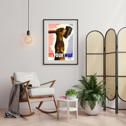 This enigmatic poster features the fragmented text "T5 OURWAR Atenatic," with disjointed lettering … for living room