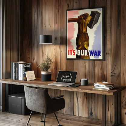 This enigmatic poster features the fragmented text "T5 OURWAR Atenatic," with disjointed lettering … for office