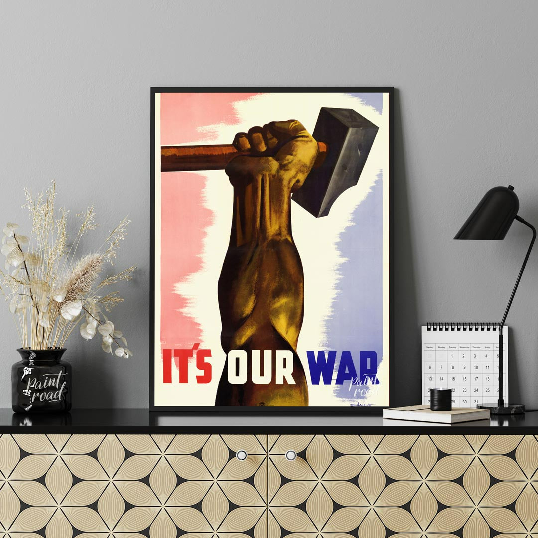 This enigmatic poster features the fragmented text "T5 OURWAR Atenatic," with disjointed lettering … for office