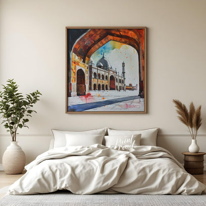 "Taj Mahal: Eternal Arch" captures the iconic mausoleum through a grand archway, framing its majest… for bedroom