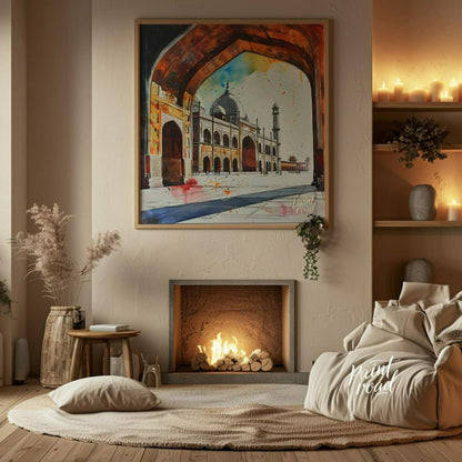 "Taj Mahal: Eternal Arch" captures the iconic mausoleum through a grand archway, framing its majest… for living room