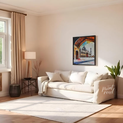 "Taj Mahal: Eternal Arch" captures the iconic mausoleum through a grand archway, framing its majest… for living room