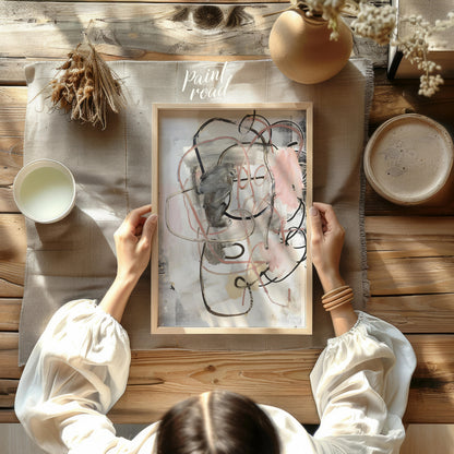 """Tangled Whispers"" presents an abstract composition with a dynamic interplay of gestural lines a… for other