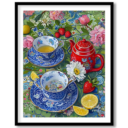 Tea Time Garden Painting at Tea Time Garden buy online at Paint Road featuring abundant arrangement and bloom