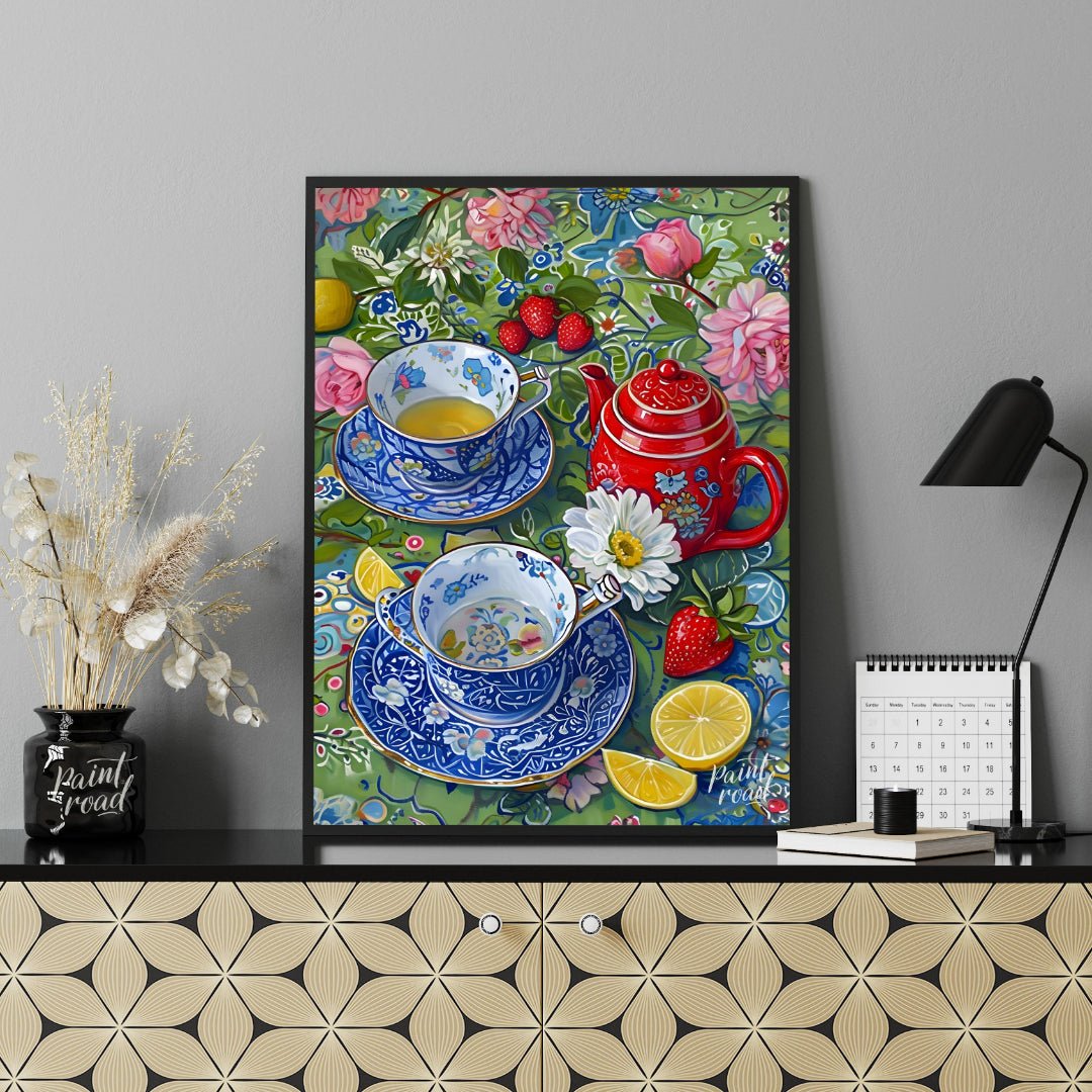 Tea Time Garden Painting at Tea Time Garden buy online at Paint Road featuring abundant arrangement and bloom