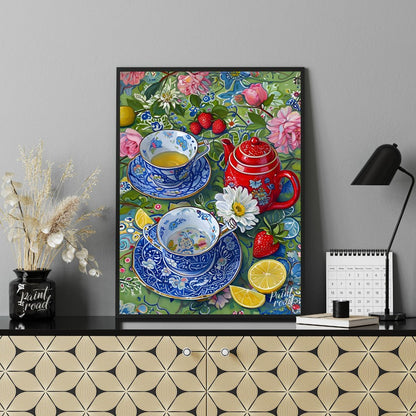 Tea Time Garden Painting at Tea Time Garden buy online at Paint Road featuring abundant arrangement and bloom