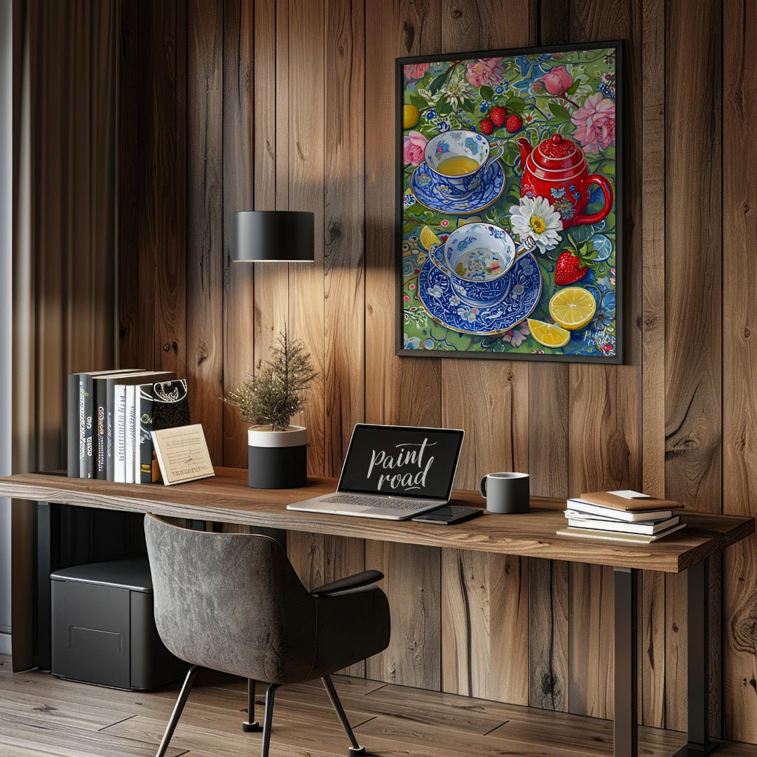 Tea Time Garden Painting at Tea Time Garden buy online at Paint Road featuring abundant arrangement and bloom