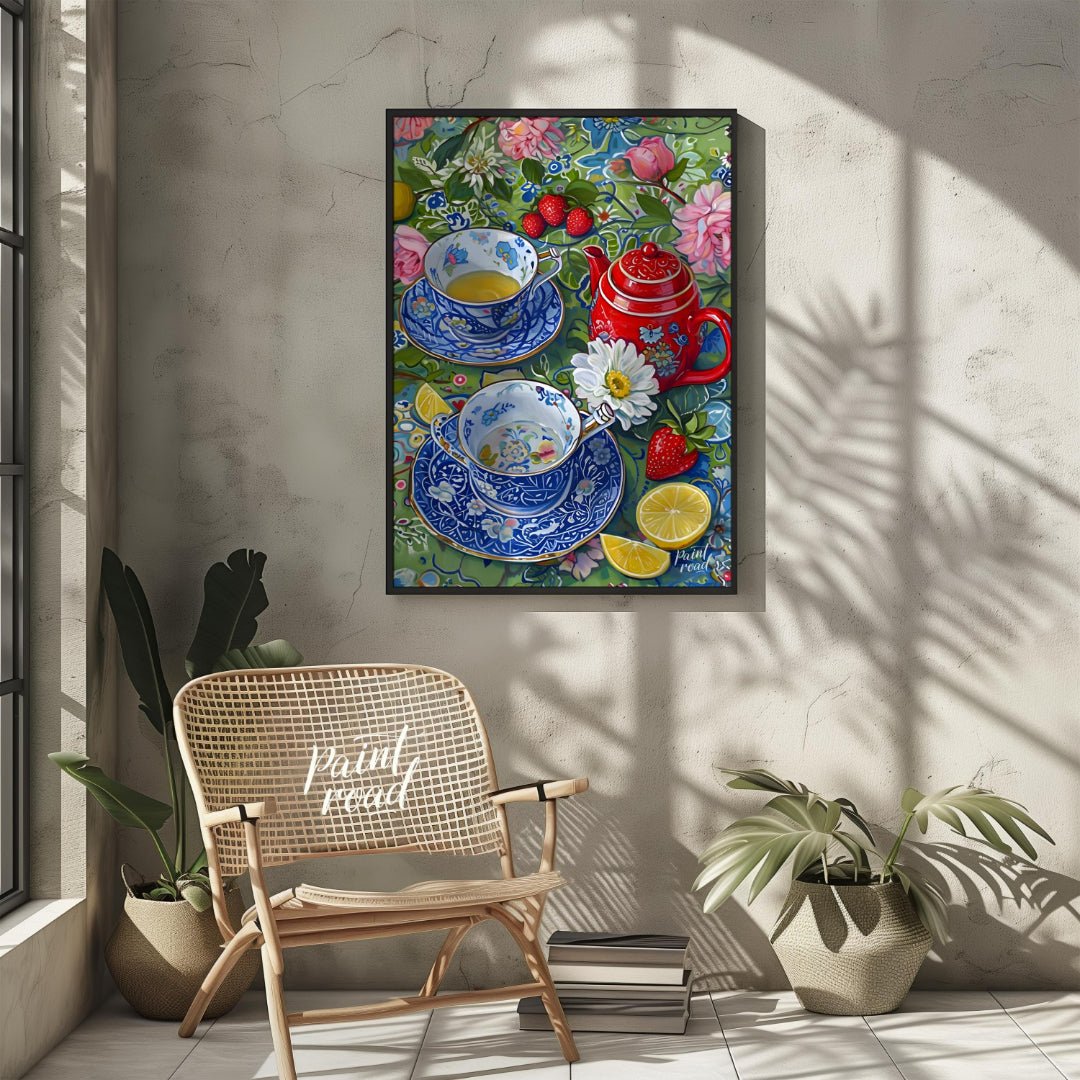 Tea Time Garden Painting at Tea Time Garden buy online at Paint Road featuring abundant arrangement and bloom