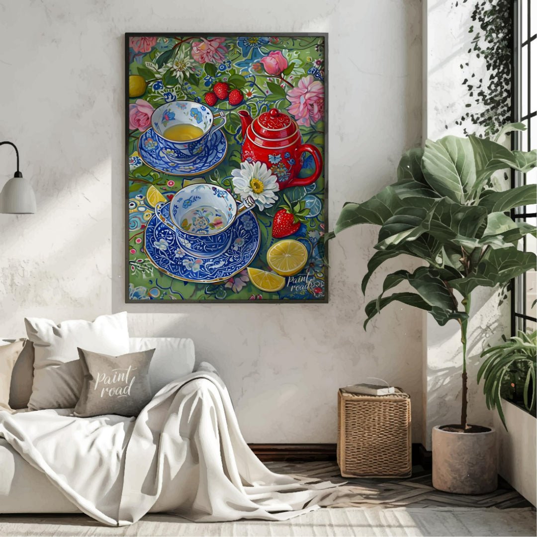 Tea Time Garden Painting at Tea Time Garden buy online at Paint Road featuring abundant arrangement and bloom