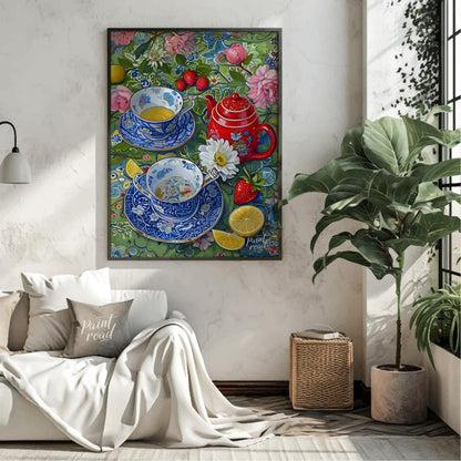 Tea Time Garden Painting at Tea Time Garden buy online at Paint Road featuring abundant arrangement and bloom