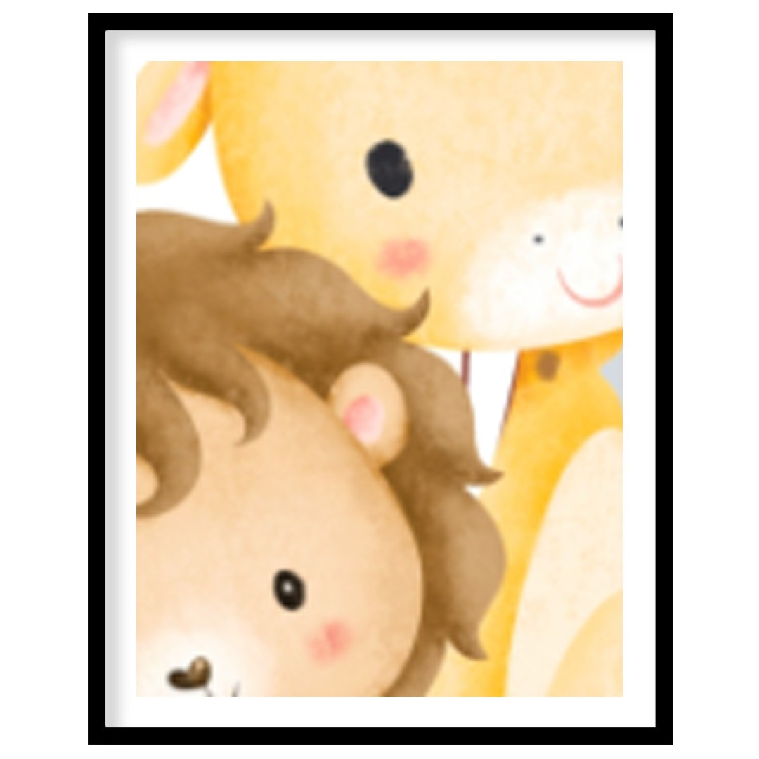This enchanting watercolor illustration captures a whimsical moment where three adorable safari ani… for place