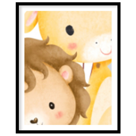This enchanting watercolor illustration captures a whimsical moment where three adorable safari ani… for place