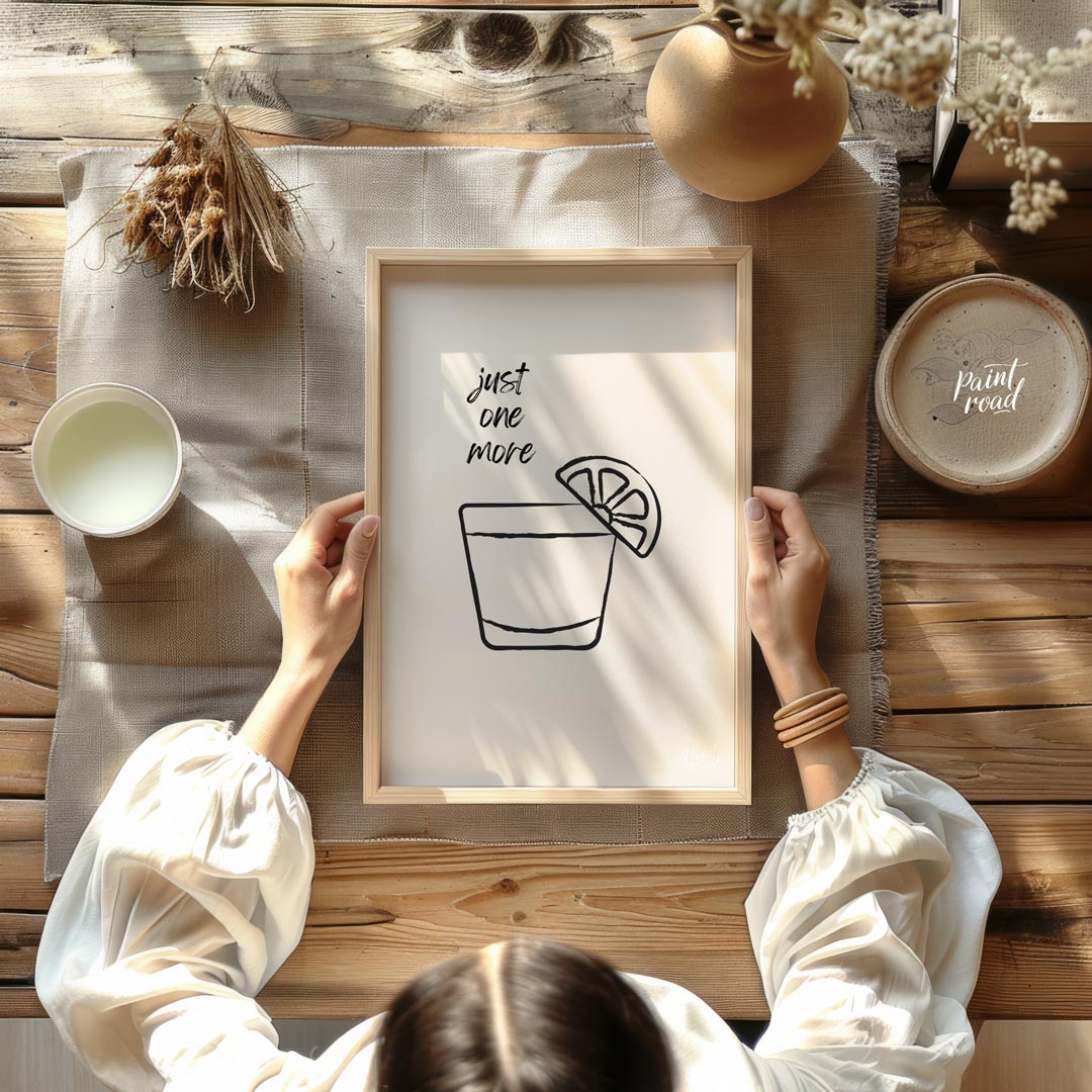 A minimalist line art illustration featuring a shot glass filled with tequila and garnished with a … for dining room