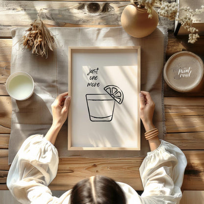 A minimalist line art illustration featuring a shot glass filled with tequila and garnished with a … for dining room