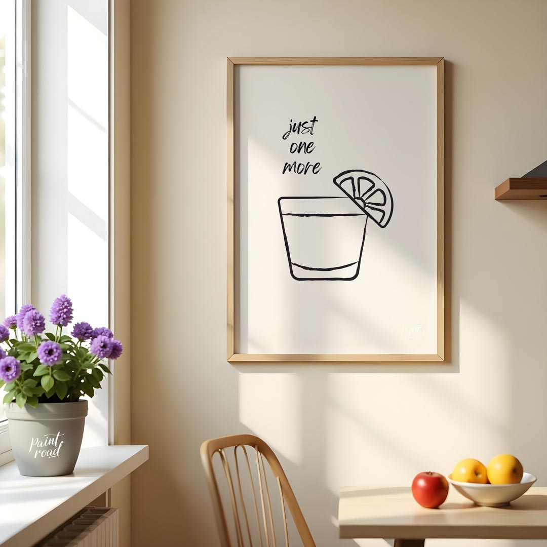 A minimalist line art illustration featuring a shot glass filled with tequila and garnished with a … for kitchen