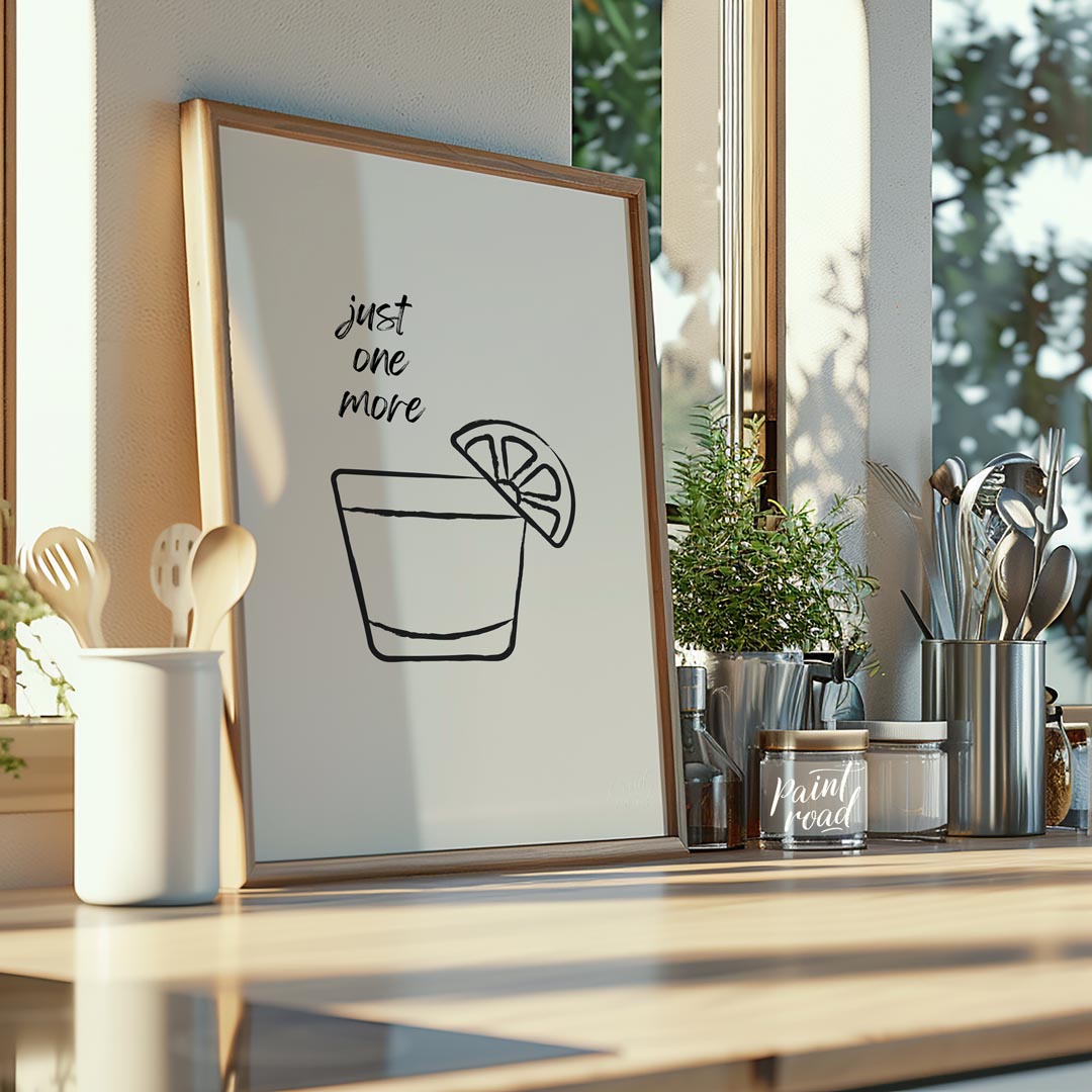 A minimalist line art illustration featuring a shot glass filled with tequila and garnished with a … for kitchen