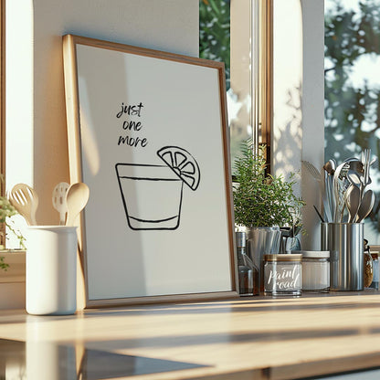 A minimalist line art illustration featuring a shot glass filled with tequila and garnished with a … for kitchen