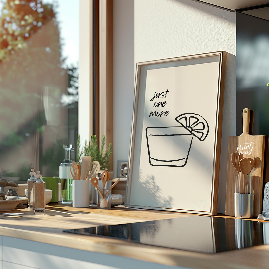 A minimalist line art illustration featuring a shot glass filled with tequila and garnished with a … for kitchen