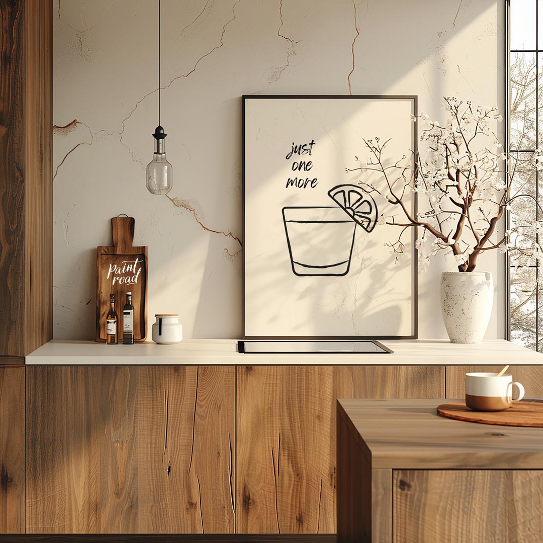 A minimalist line art illustration featuring a shot glass filled with tequila and garnished with a … for kitchen